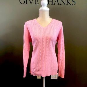 Basic Editions V- Neck Sweater Pink Extra Large